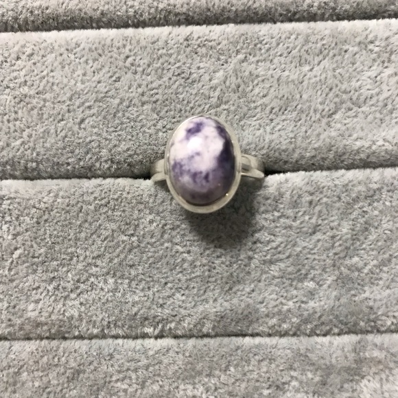 New Sterling Silver Purple Oval Morado Violet Flame Opal Ring Size 8 Crystal Gem - Picture 4 of 12